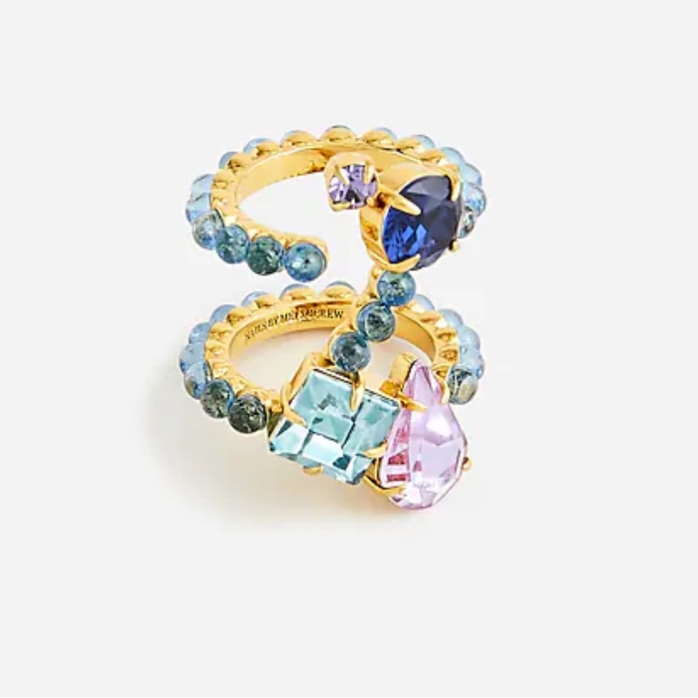NAILS BY ME X JCREW STACKED CRYSTAL RING SZ 7 NWT